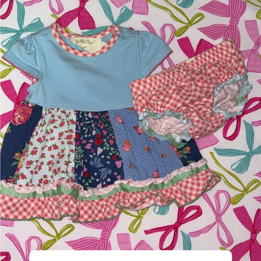 Colorful Baby Dress and Bloomers Set